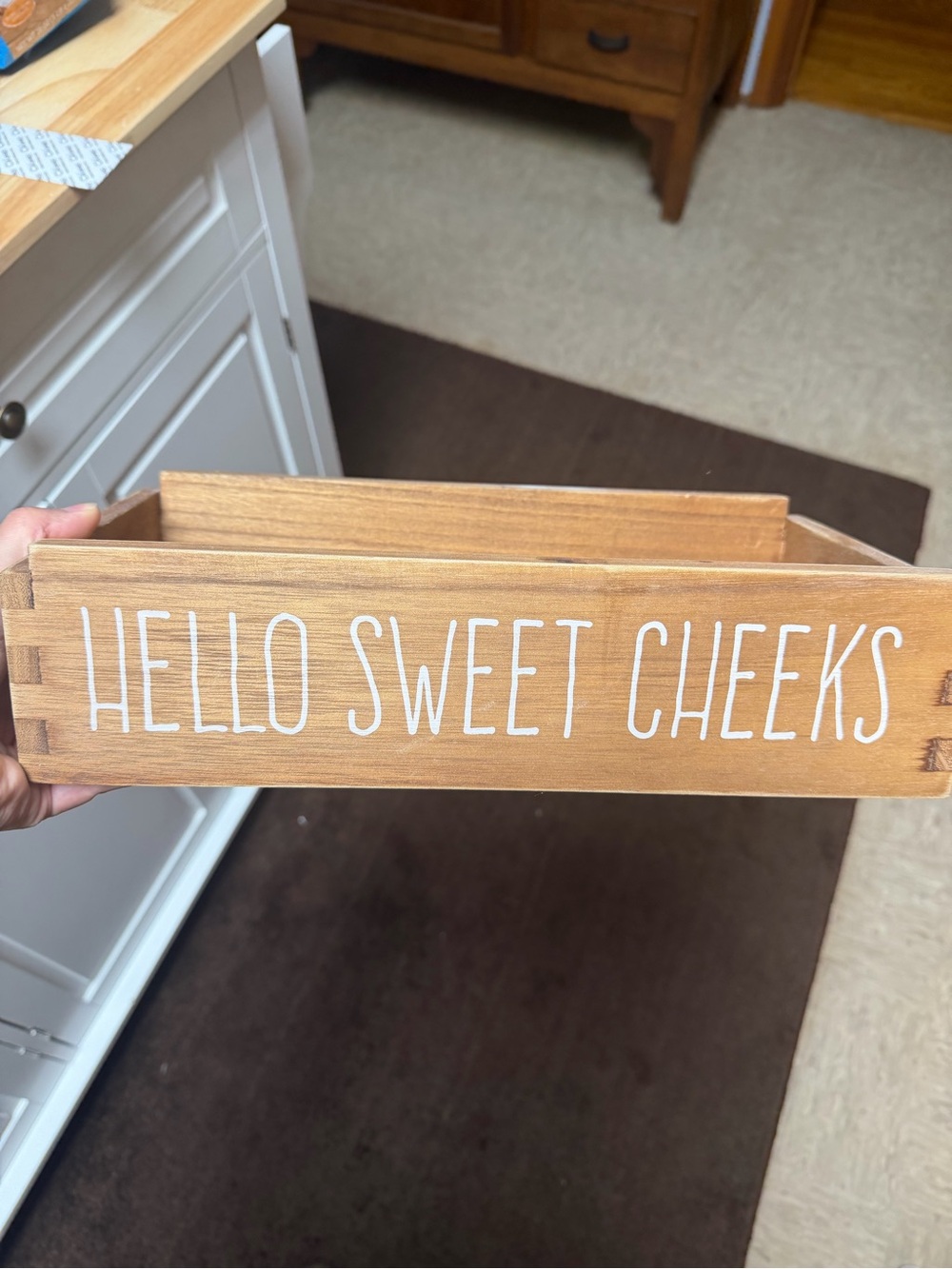 Wooden Crate Sign "Hello Sweet Cheeks" - Natural Wood